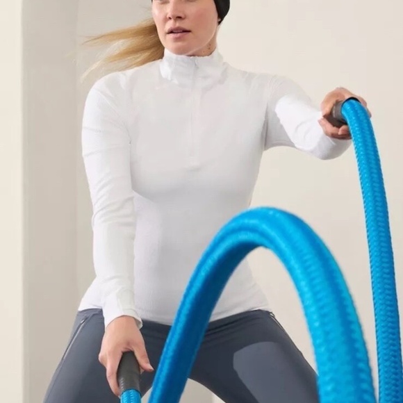 Athleta Flurry Half Zip Mock Neck Top, WHITE, XS - Picture 2 of 5